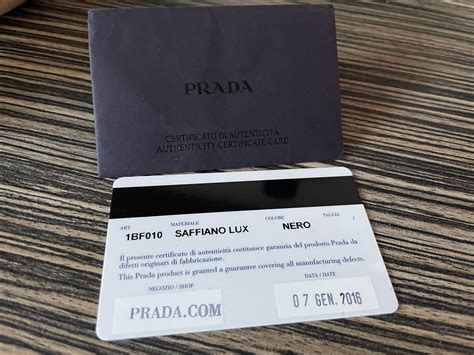 does prada have authenticity cards